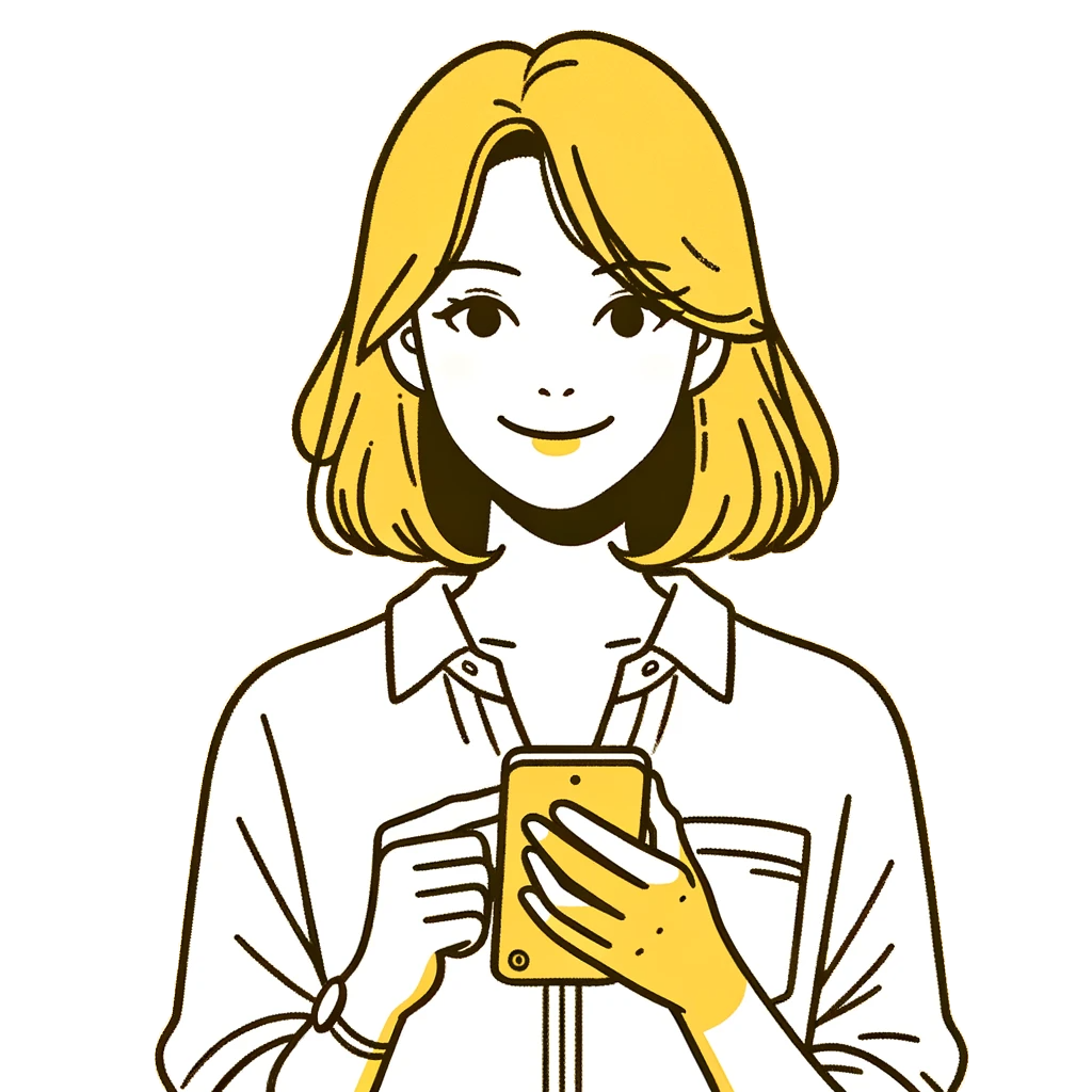 スマートフォンを持つ女性のイラスト